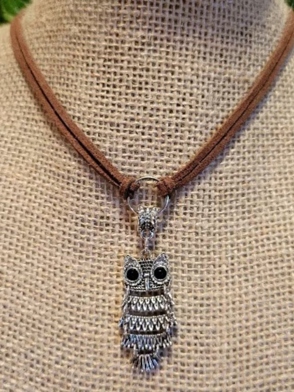 Length: 36cm 14in. Brown Faux Suede Necklaces with Eye Catching Silver Charms